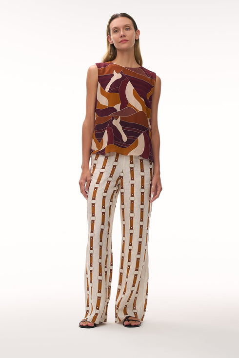 Silvia Crepe Chine Blouse / Purple Horses